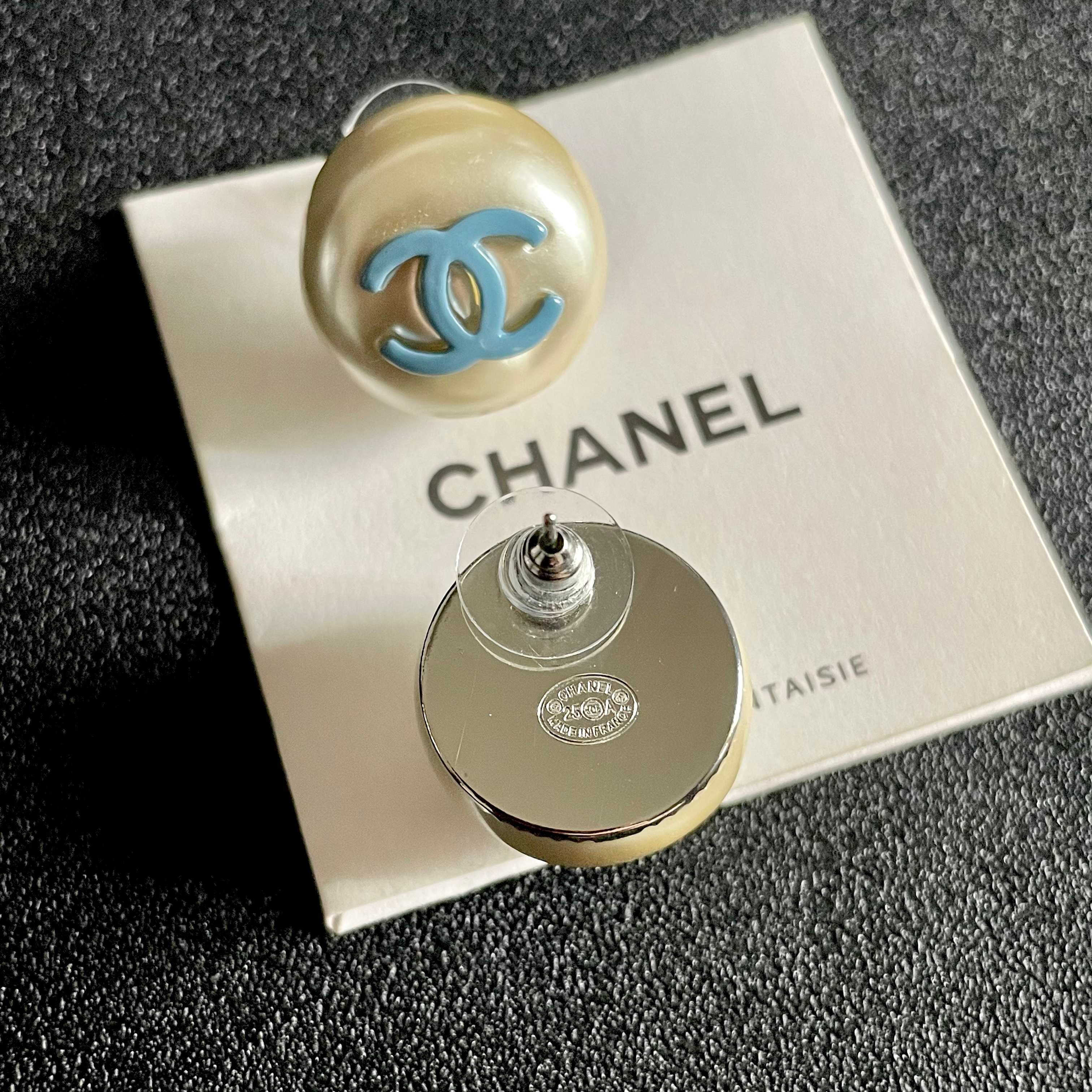 Chanel Pearl Logo Earrings