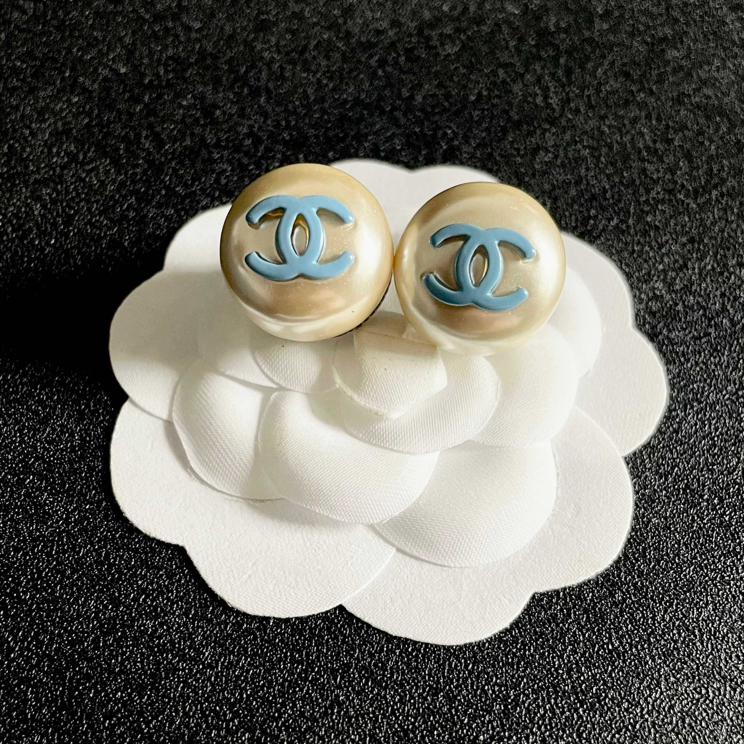 Chanel Pearl Logo Earrings