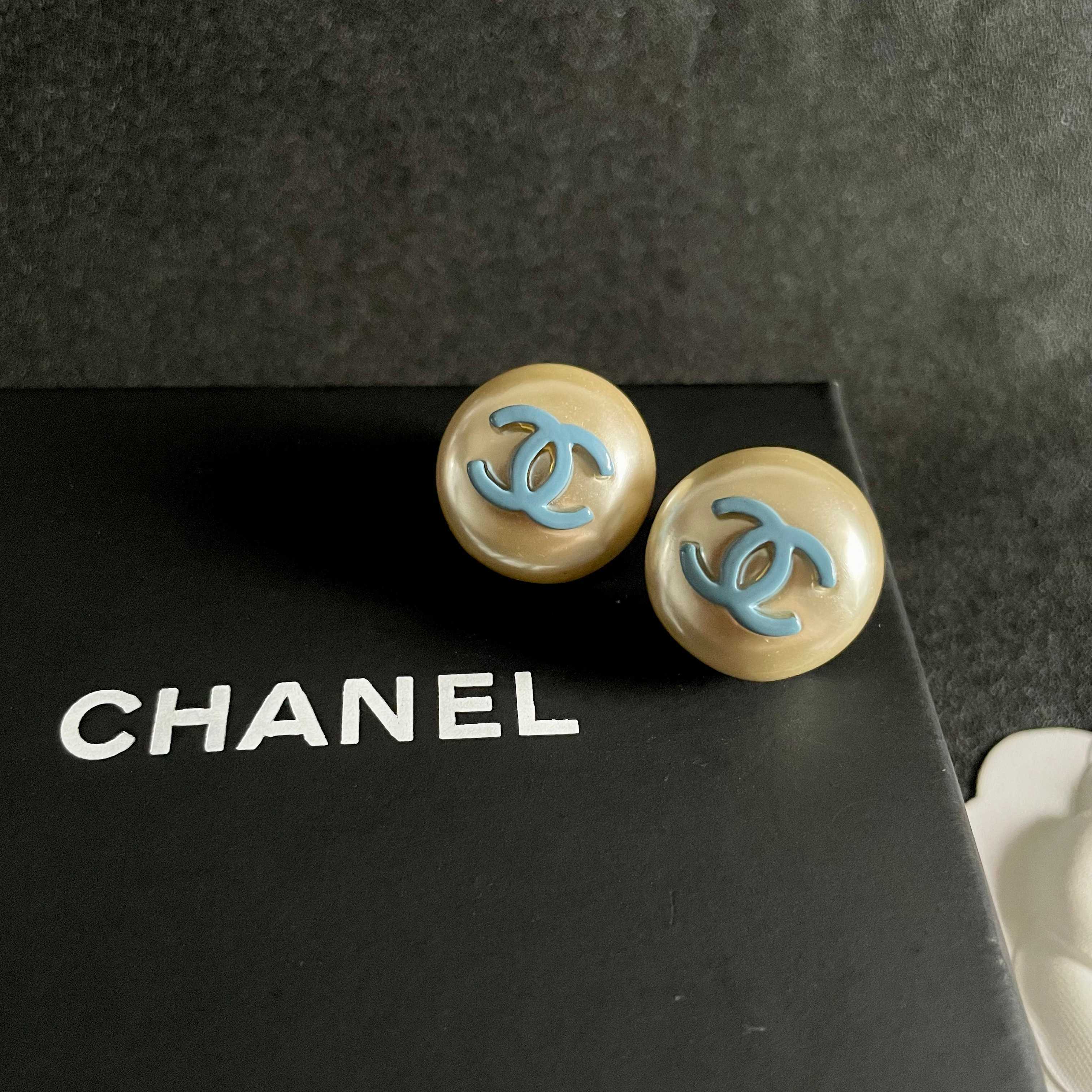 Chanel Pearl Logo Earrings