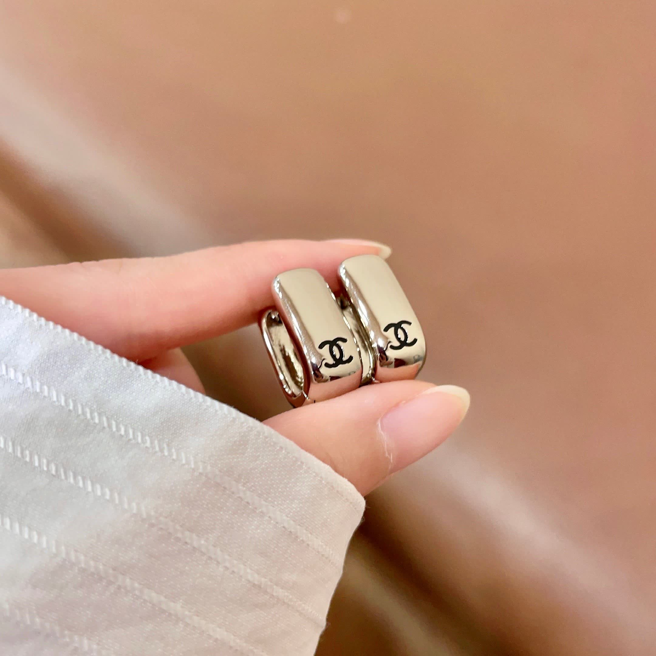 Chanel CC Logo Gold Tone Earrings