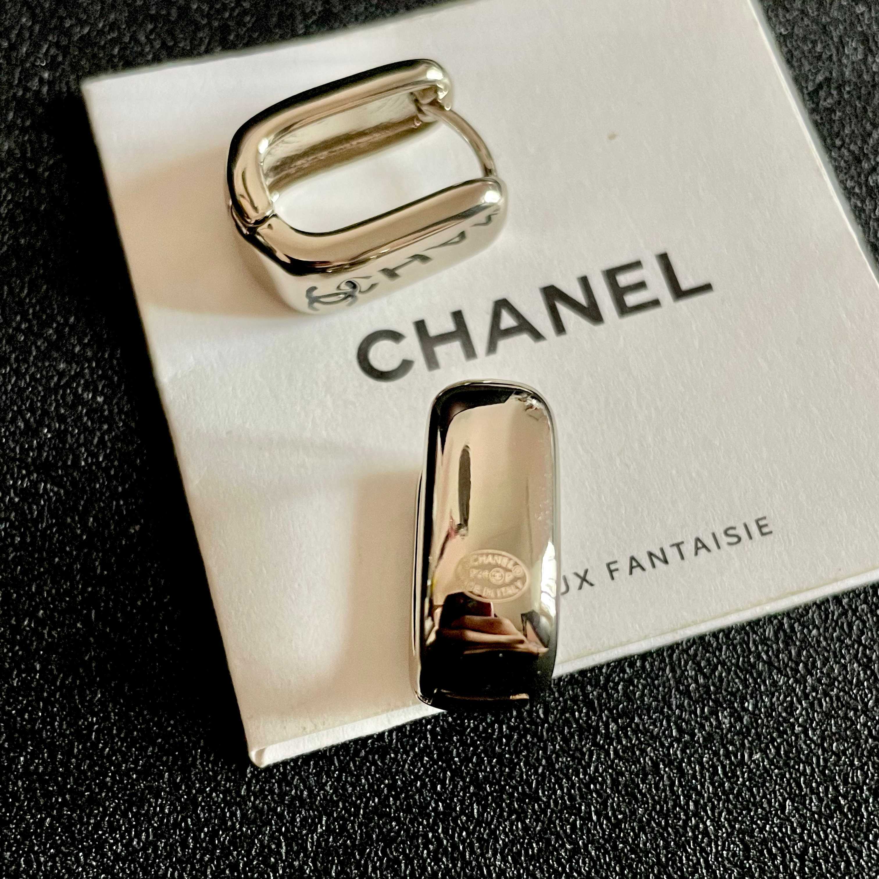 Chanel CC Logo Gold Tone Earrings