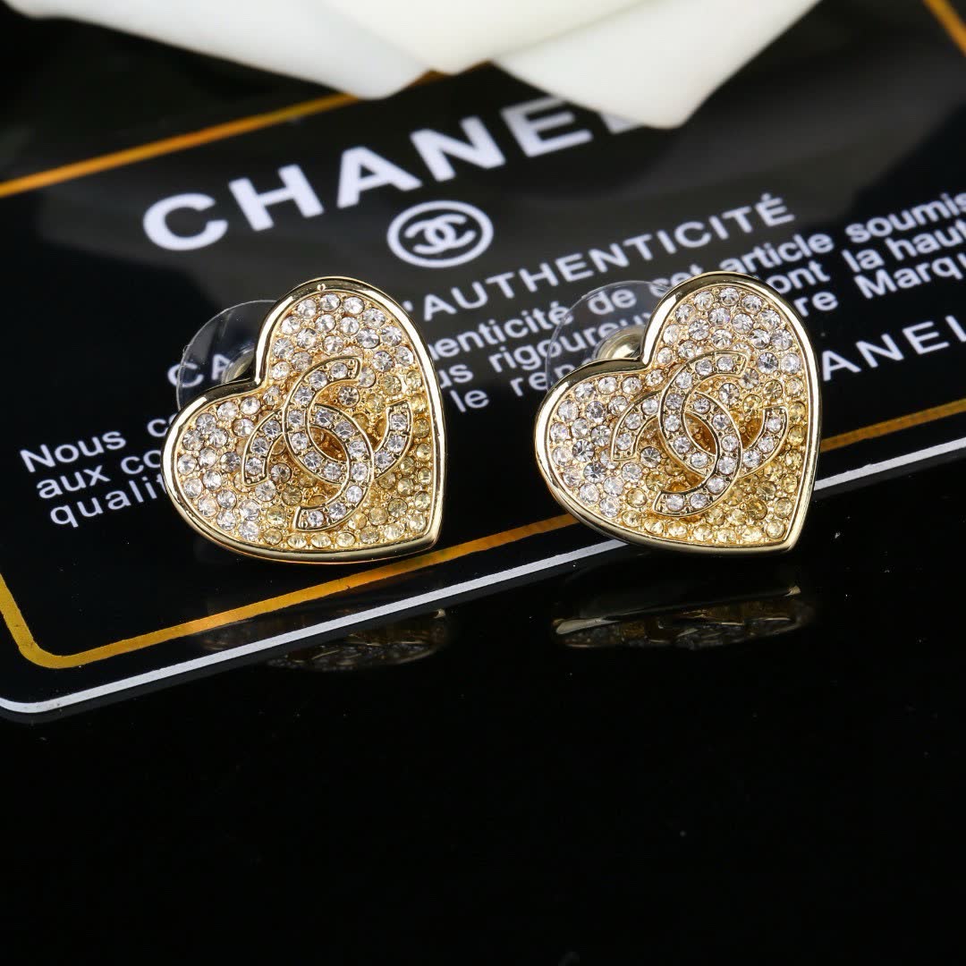 Chanel Heart Stud Earrings