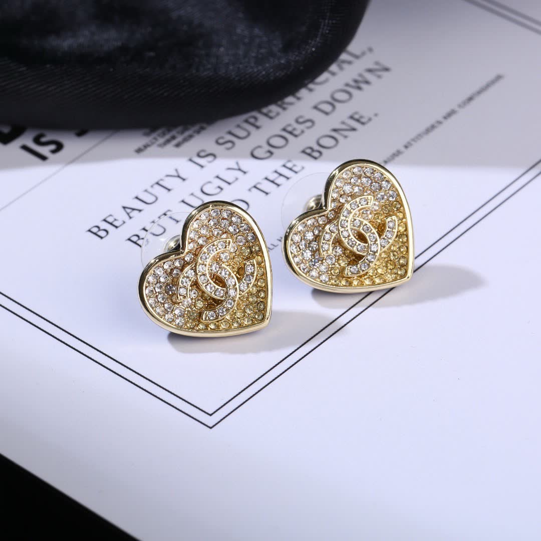 Chanel Heart Stud Earrings
