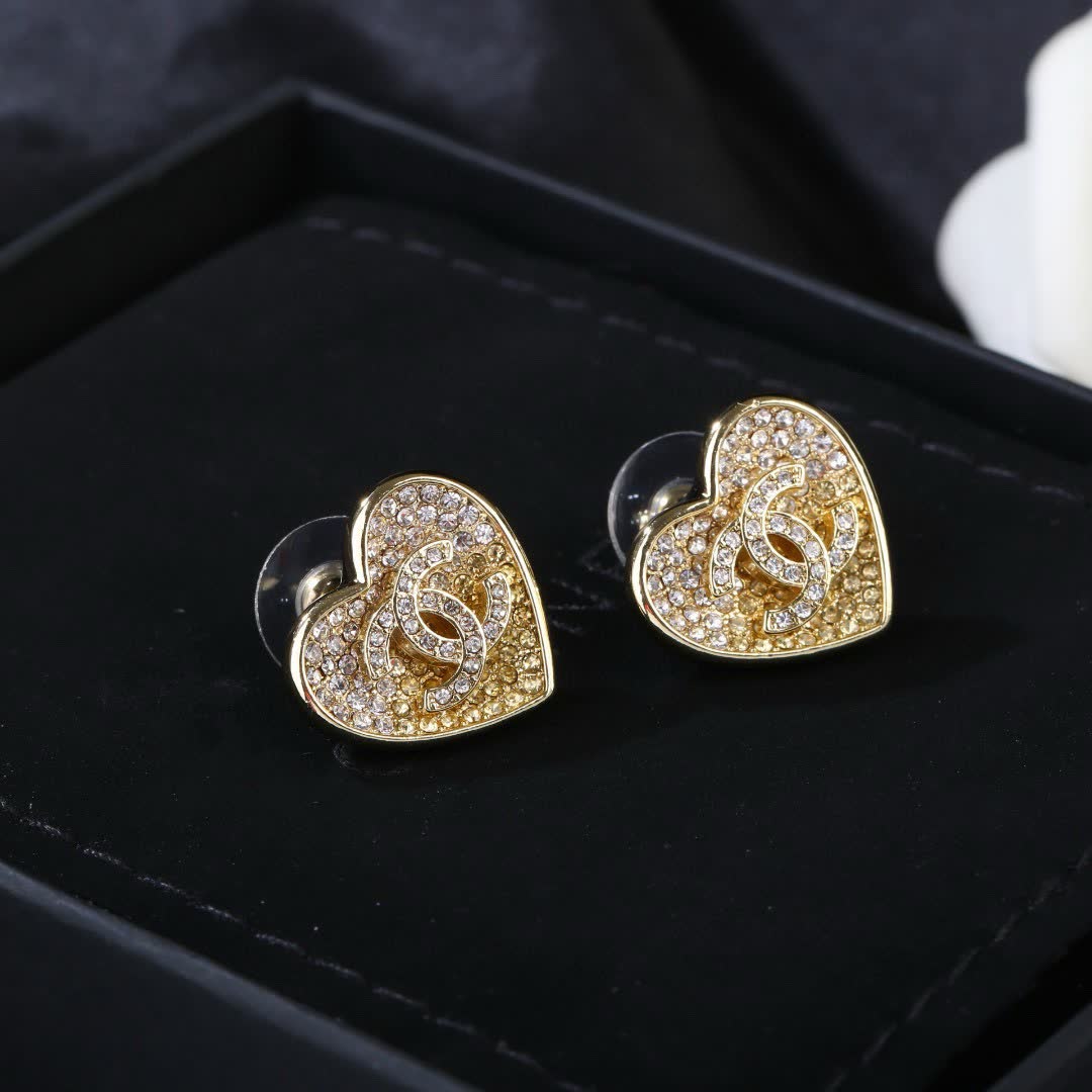 Chanel Heart Stud Earrings