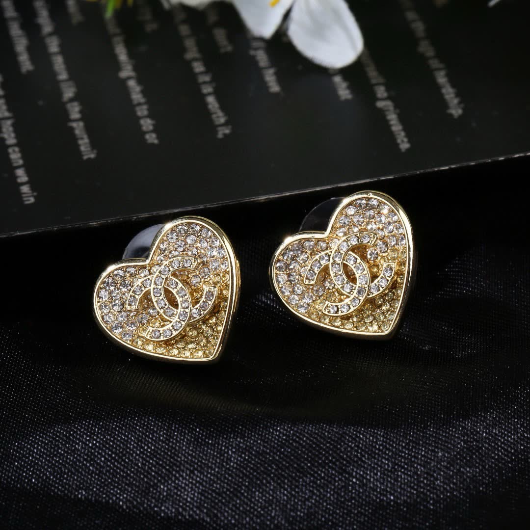 Chanel Heart Stud Earrings