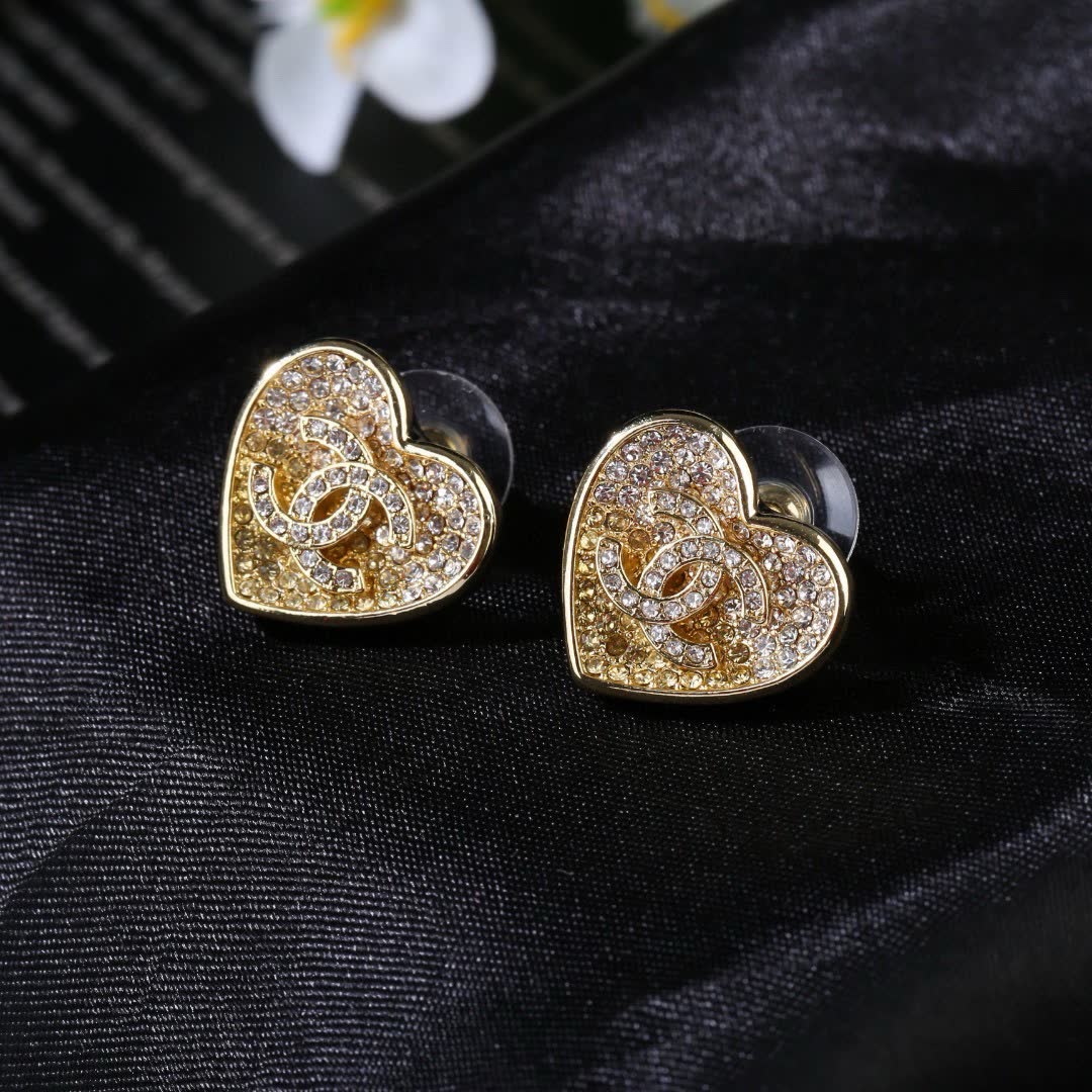 Chanel Heart Stud Earrings