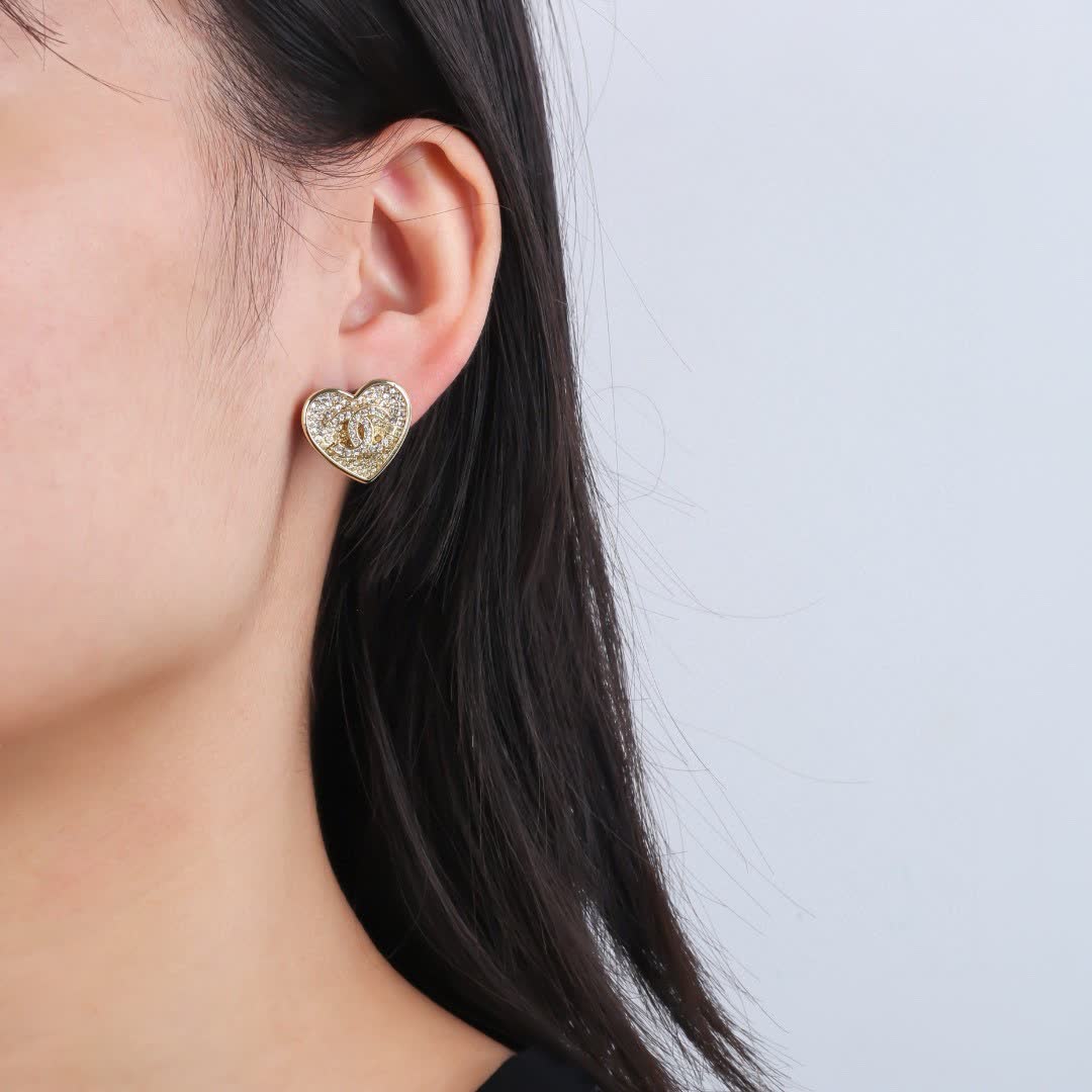 Chanel Heart Stud Earrings