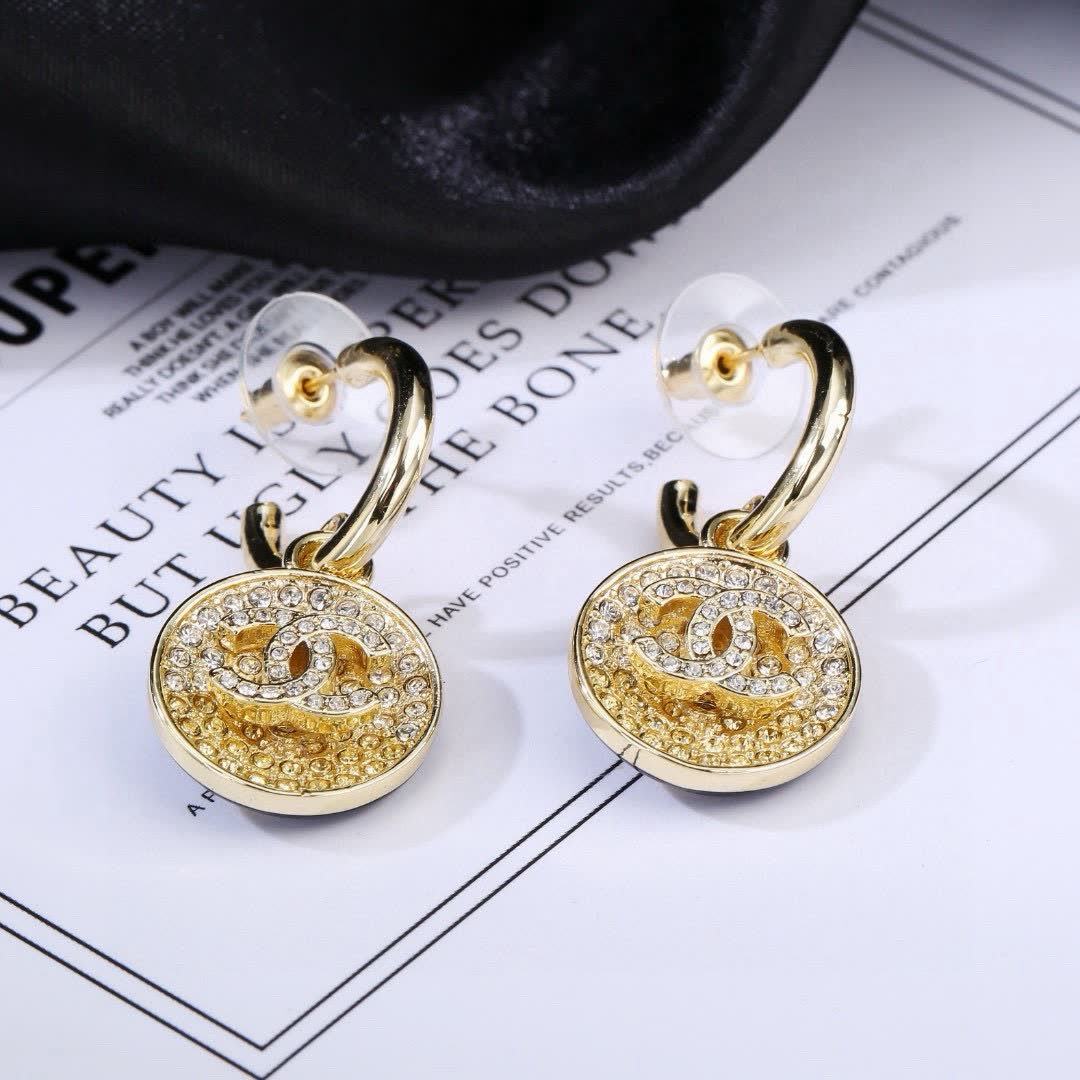 Chanel CC Logo Crystal Earrings Chanel CC Logo Crystal Earrings