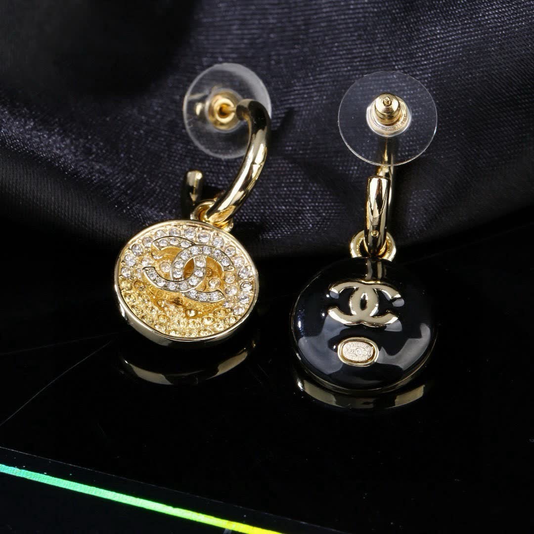 Chanel CC Logo Crystal Earrings