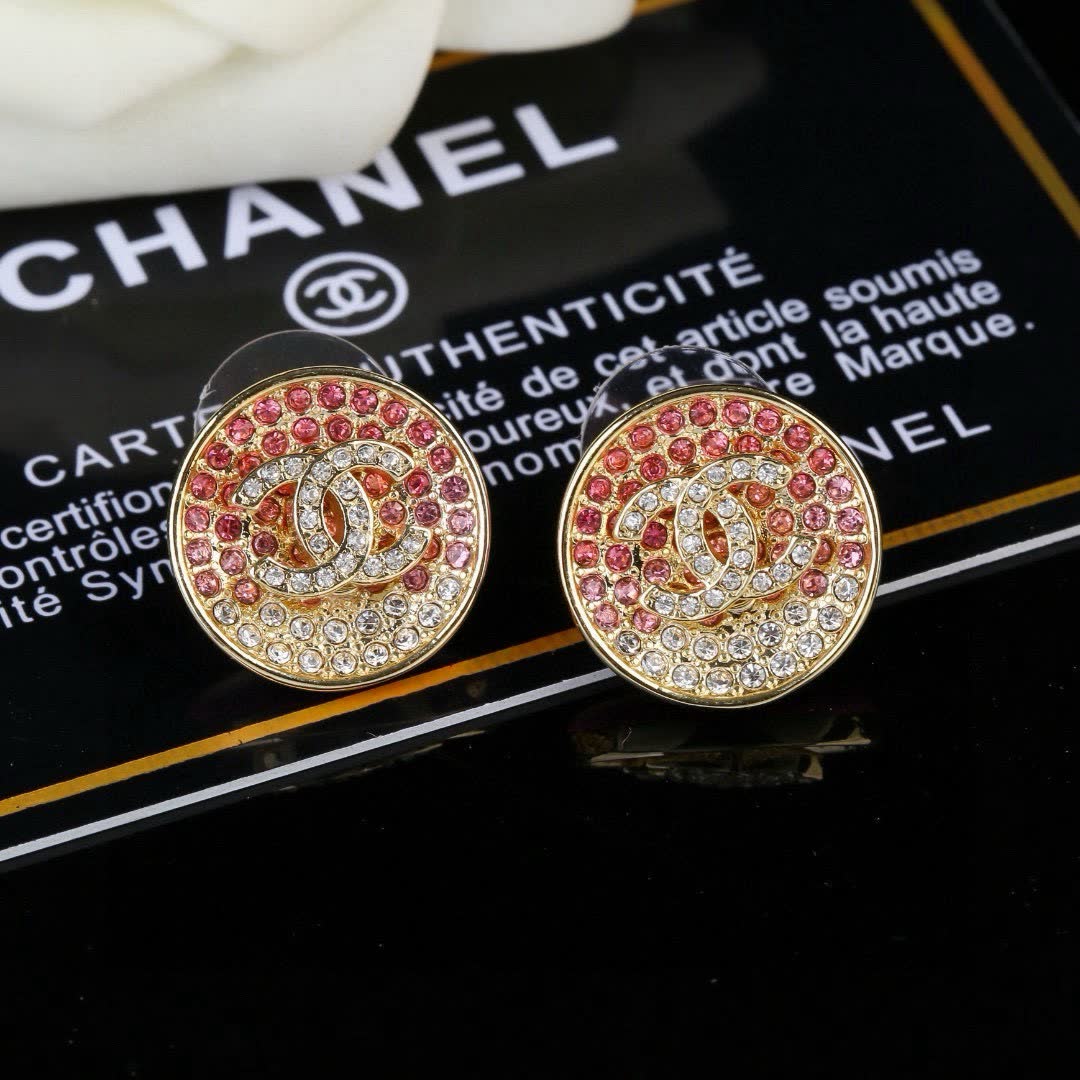 Chanel CC Logo Crystal Earrings