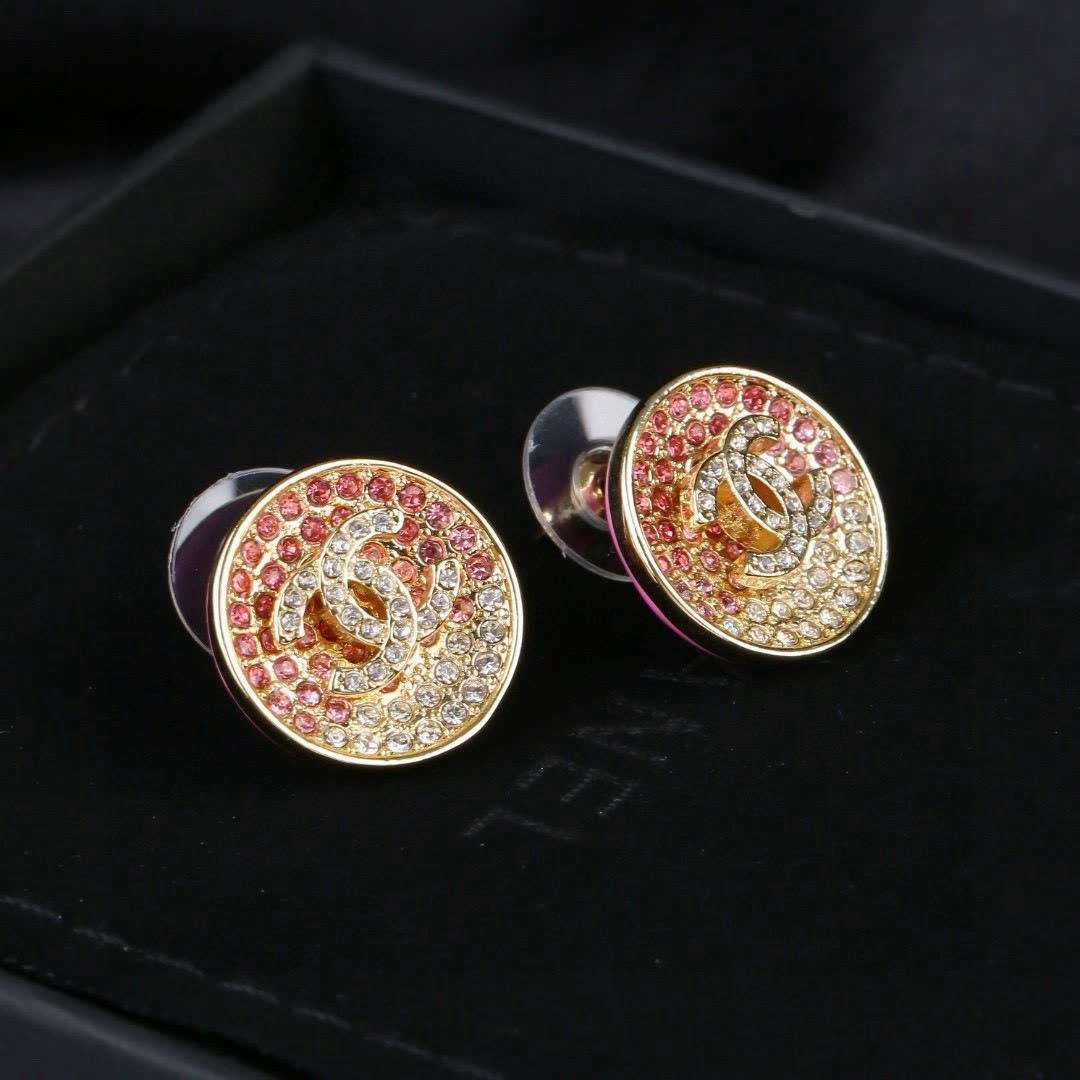 Chanel CC Logo Crystal Earrings