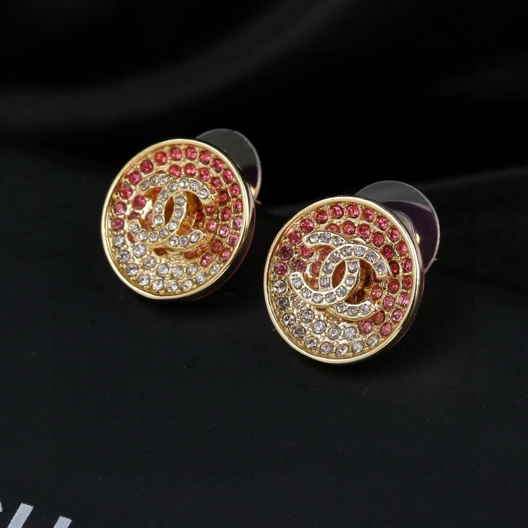 Chanel CC Logo Crystal Earrings