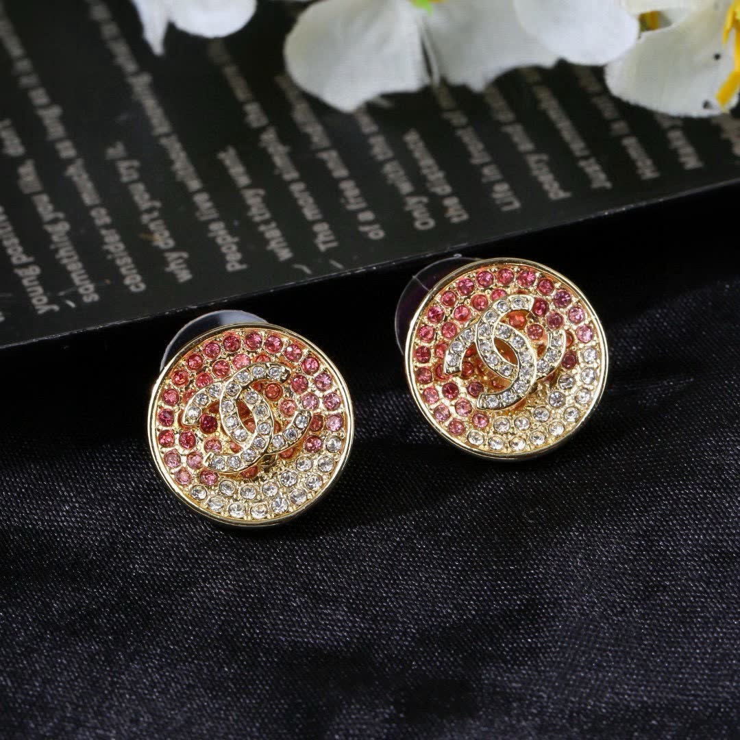 Chanel CC Logo Crystal Earrings