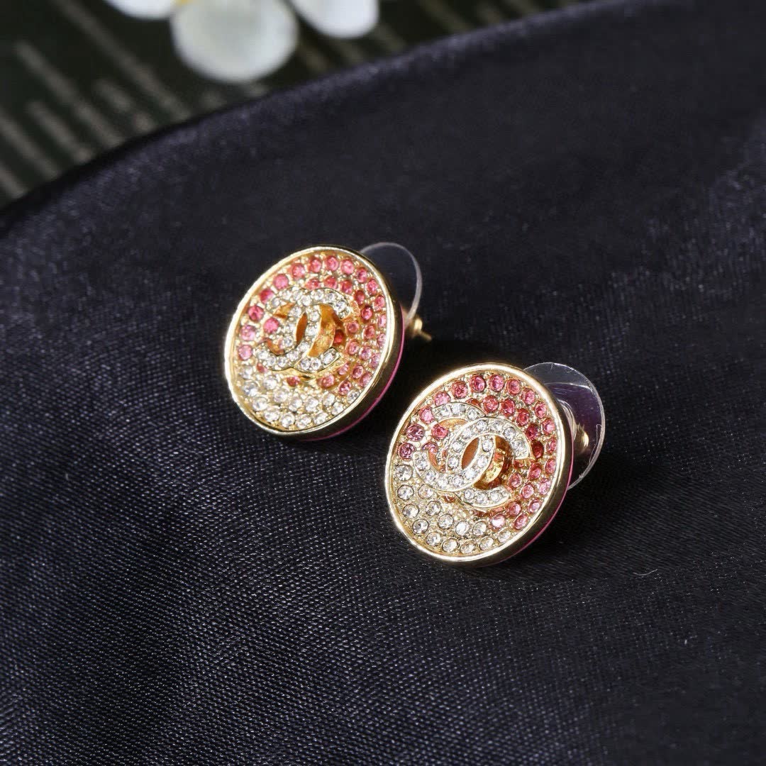 Chanel CC Logo Crystal Earrings