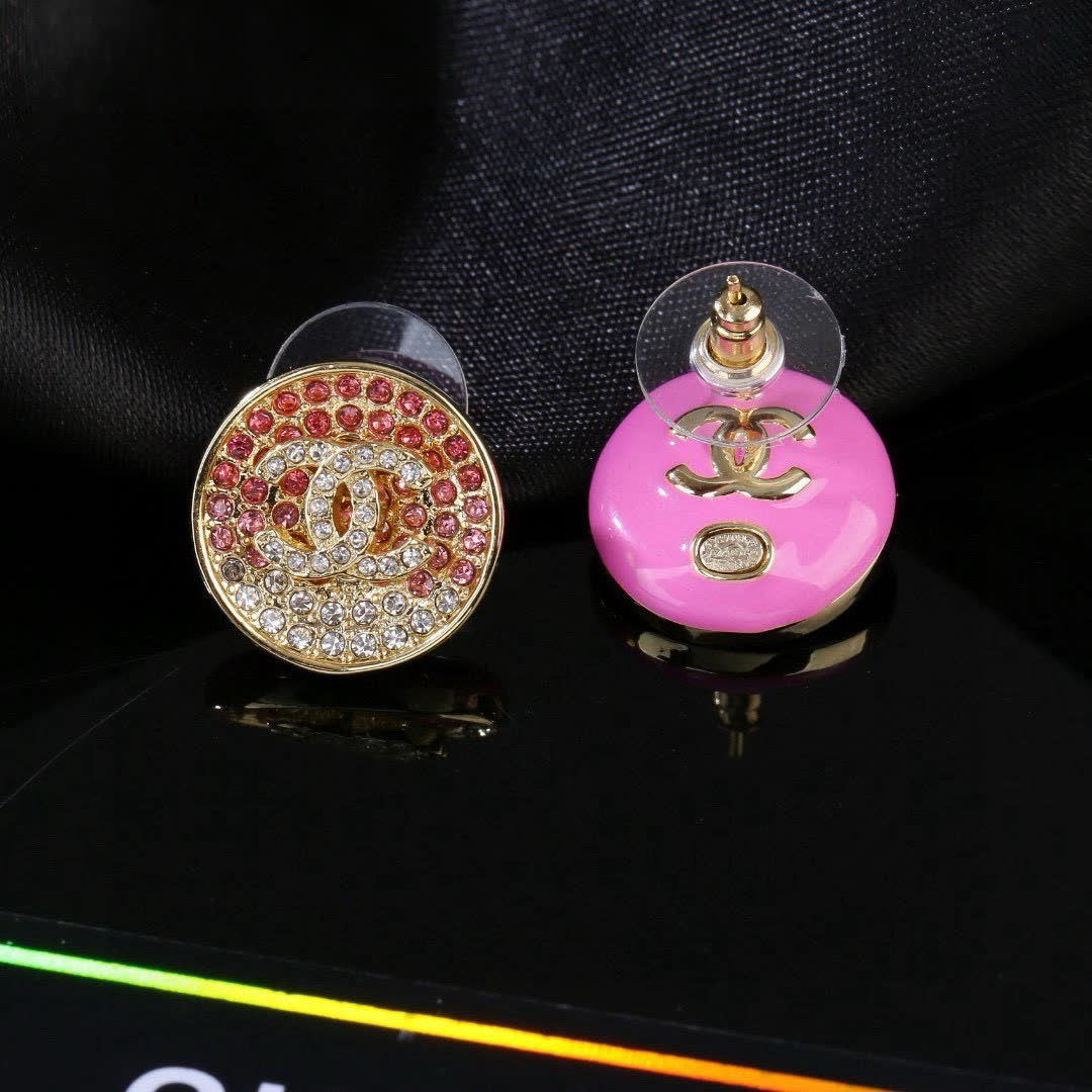 Chanel CC Logo Crystal Earrings