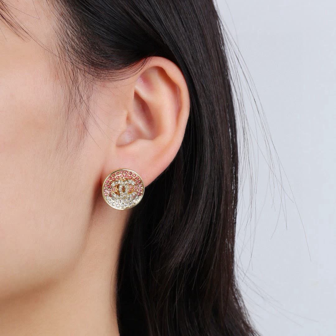 Chanel CC Logo Crystal Earrings