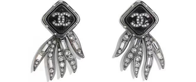 Chanel CC Crystal Wing Earrings