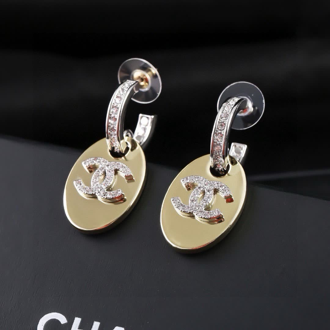 Chanel CC Logo Diamond Earrings