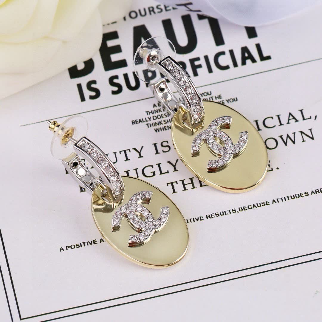 Chanel CC Logo Diamond Earrings