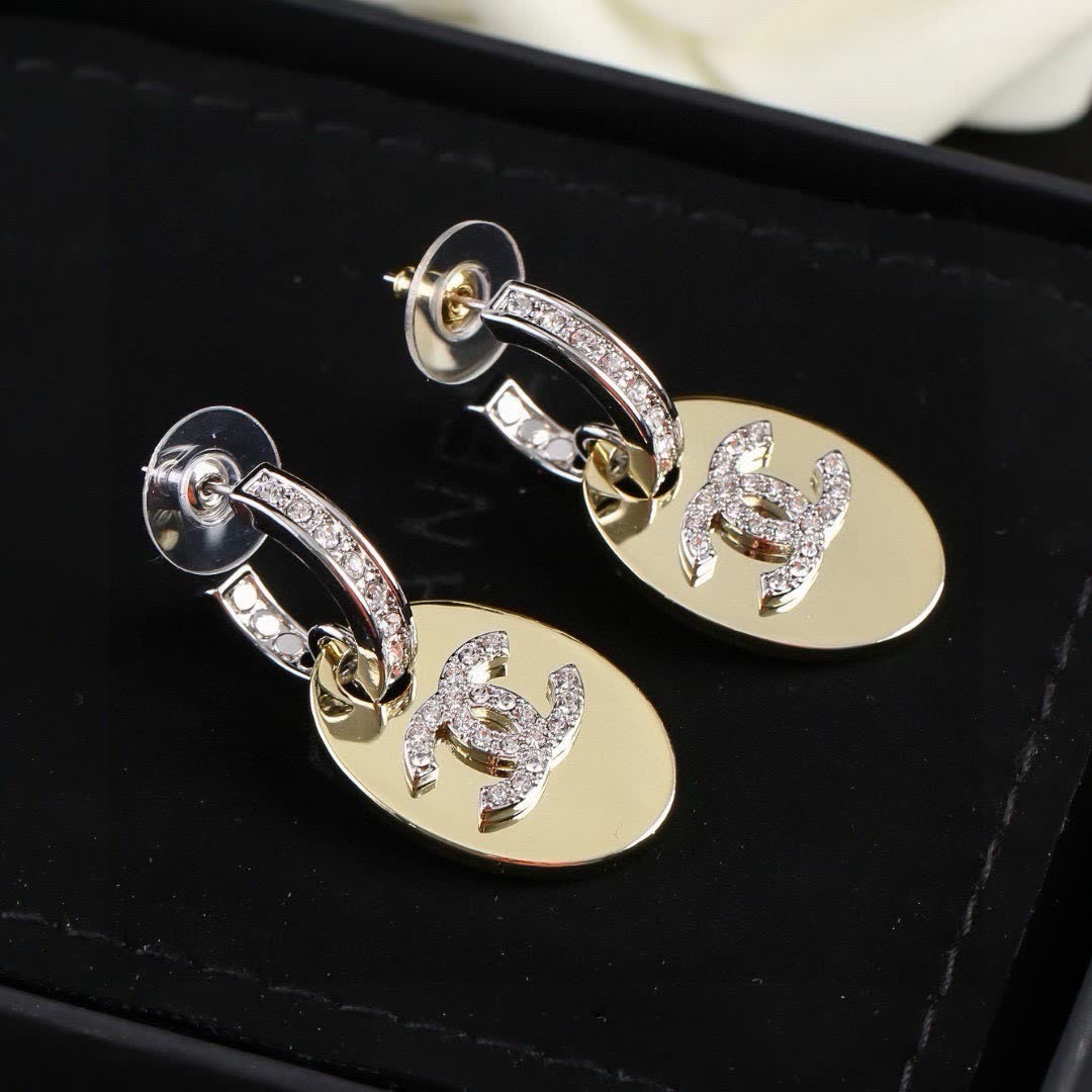 Chanel CC Logo Diamond Earrings