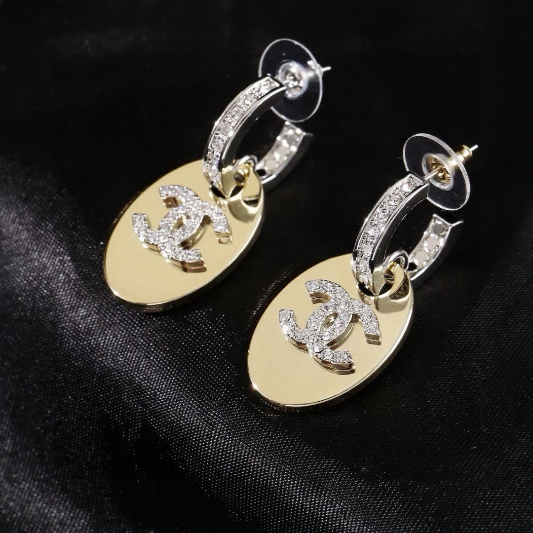 Chanel CC Logo Diamond Earrings