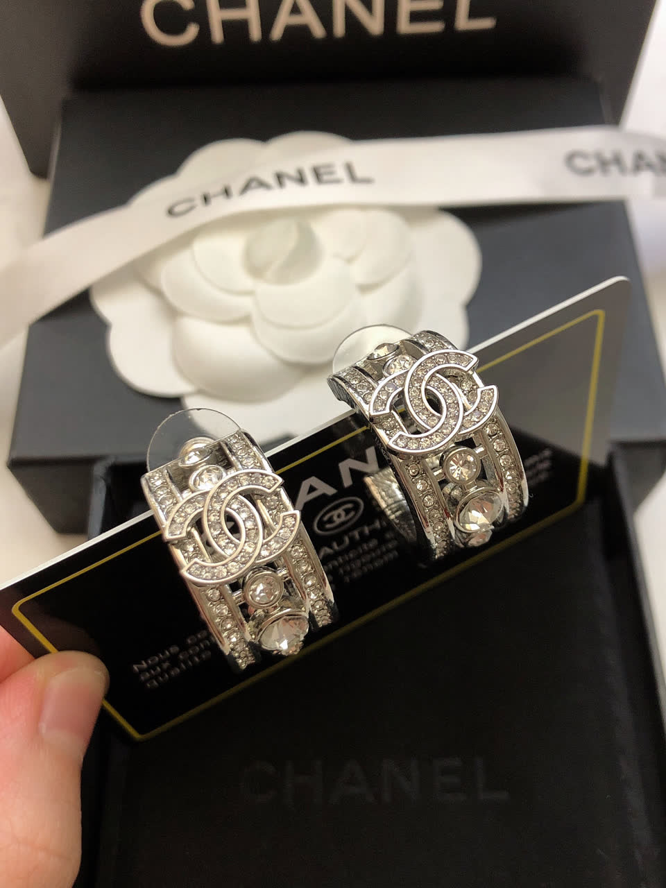Chanel Silver Earrings and Ring Set