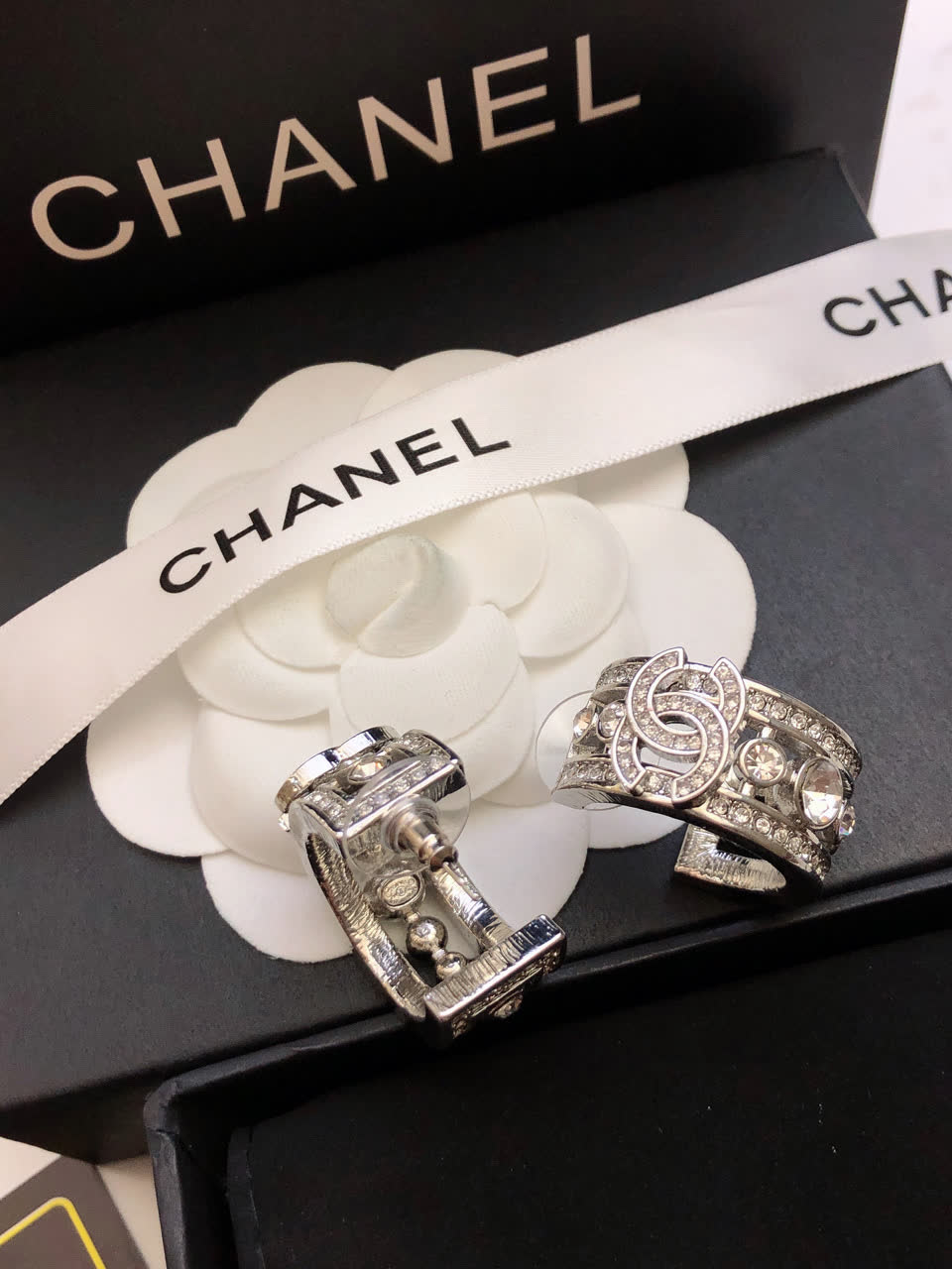 Chanel Silver Earrings and Ring Set