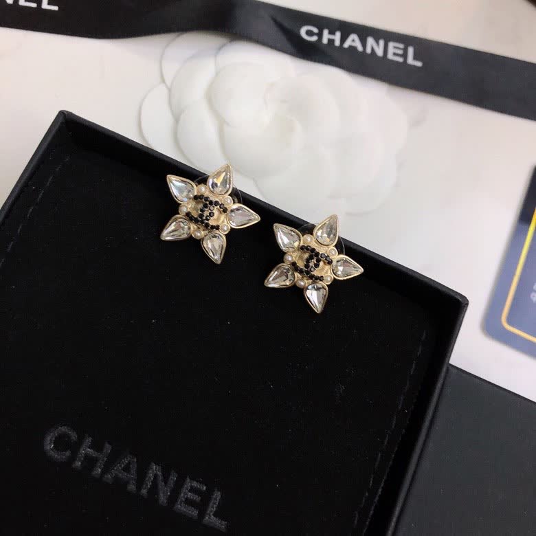 Chanel Crystal Flower Stud Earrings Chanel Crystal Flower Stud Earrings