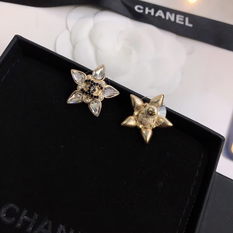 Chanel Crystal Flower Stud Earrings