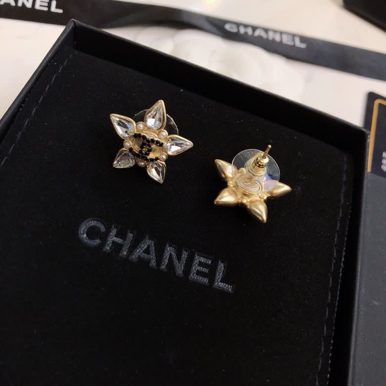 Chanel Crystal Flower Stud Earrings