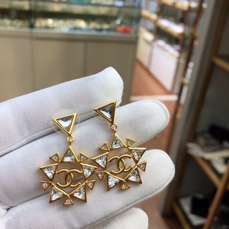 Chanel Gold-Tone Crystal Earrings