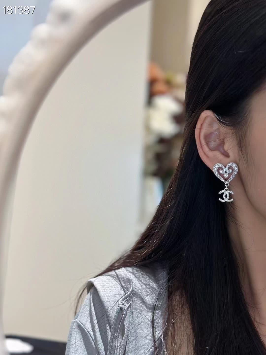 Chanel Heart Shaped Earrings with CC Logo