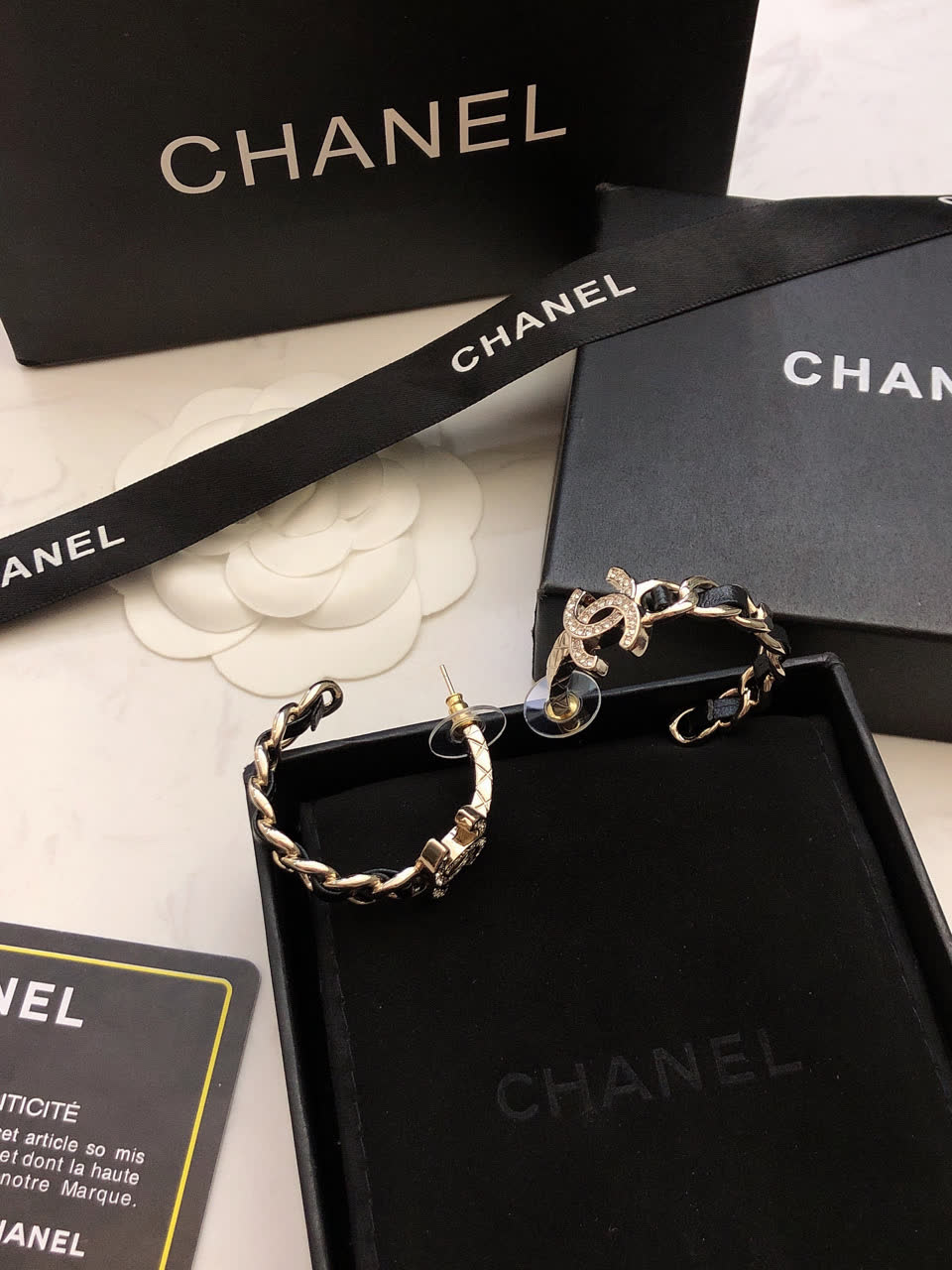 Chanel CC Logo Hoop Earrings Chanel CC Logo Hoop Earrings