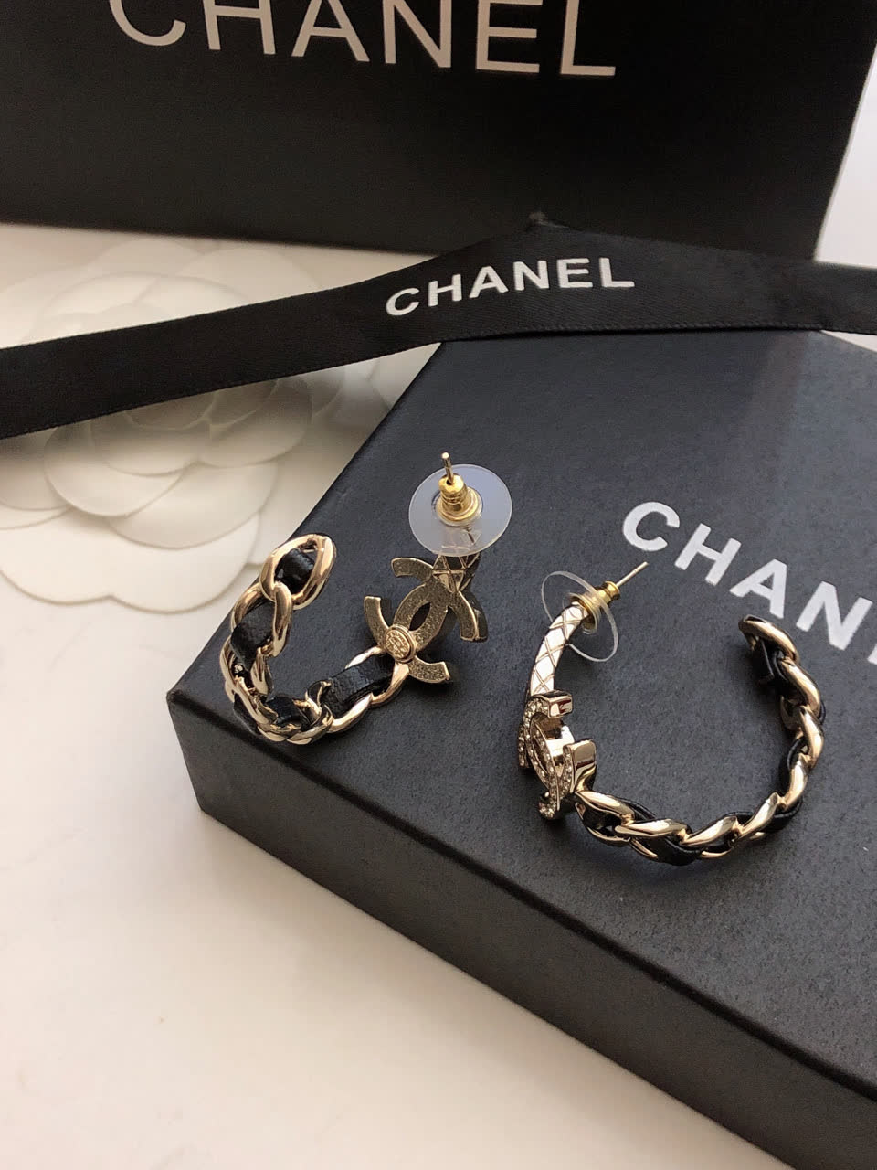 Chanel CC Logo Hoop Earrings