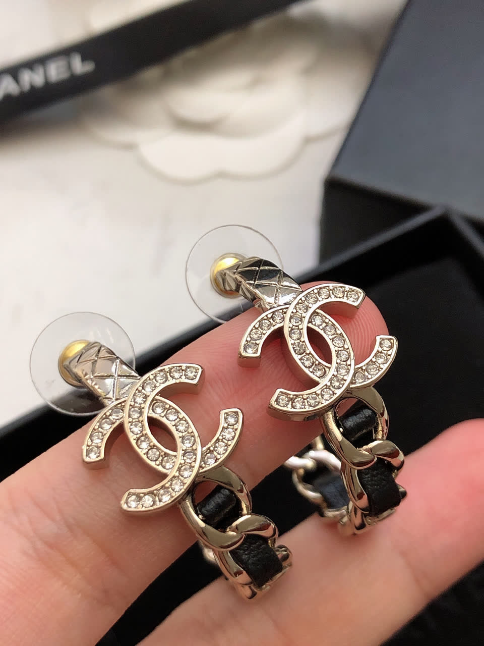 Chanel CC Logo Hoop Earrings