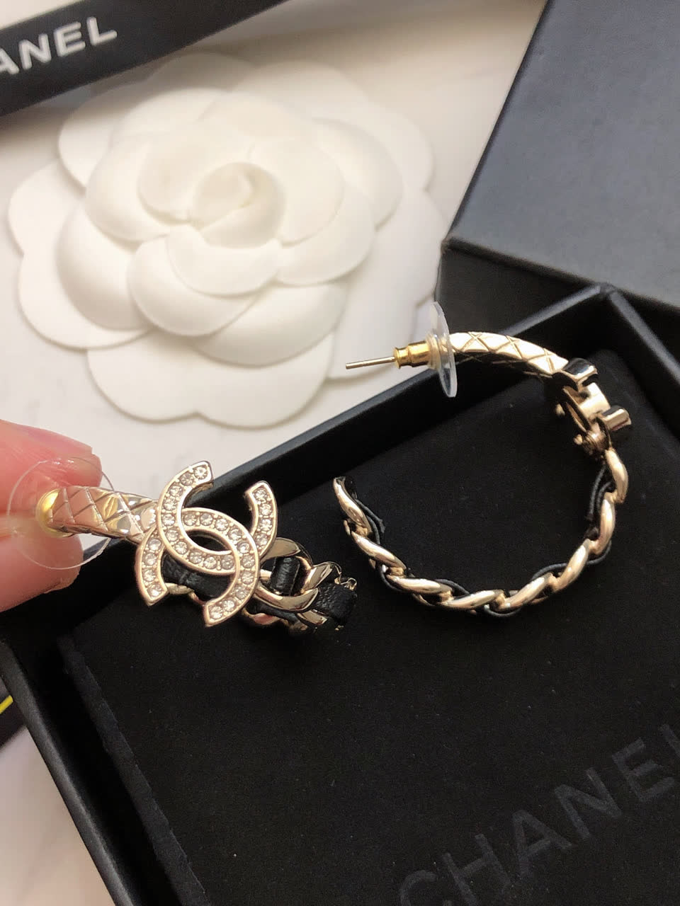 Chanel CC Logo Hoop Earrings