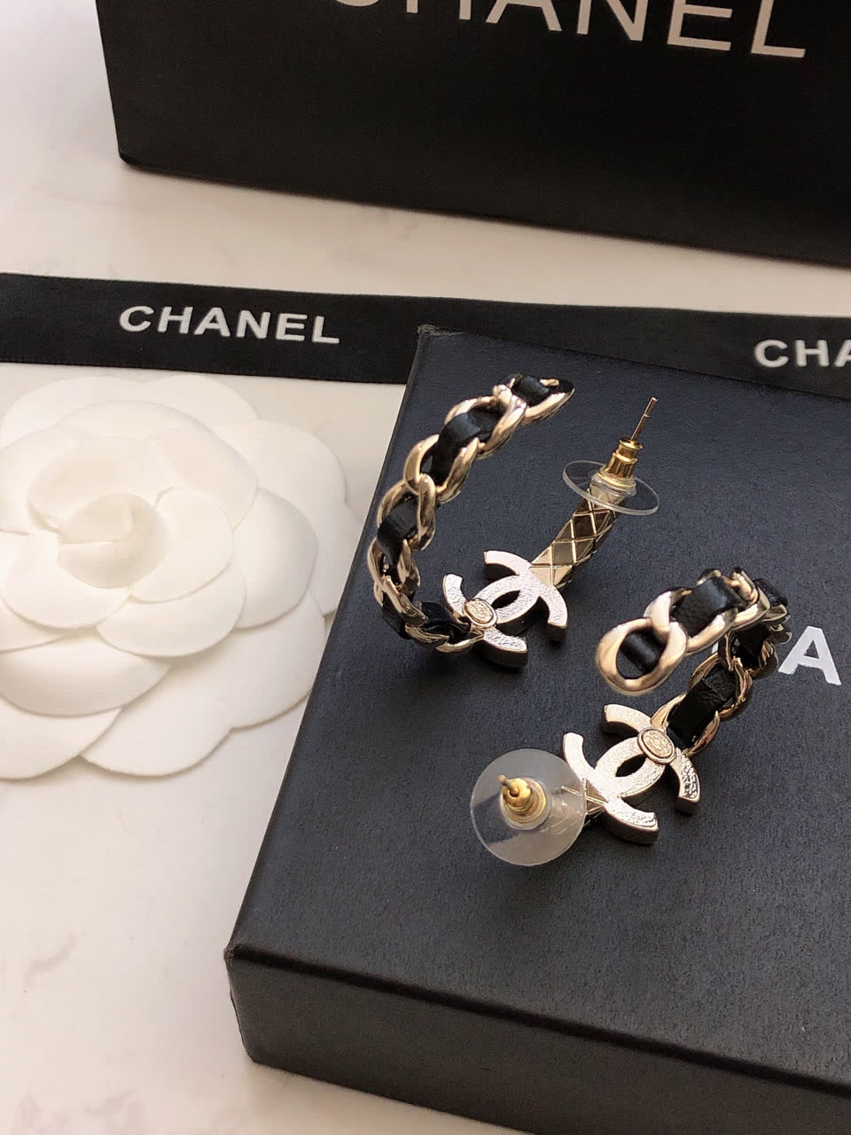 Chanel CC Logo Hoop Earrings