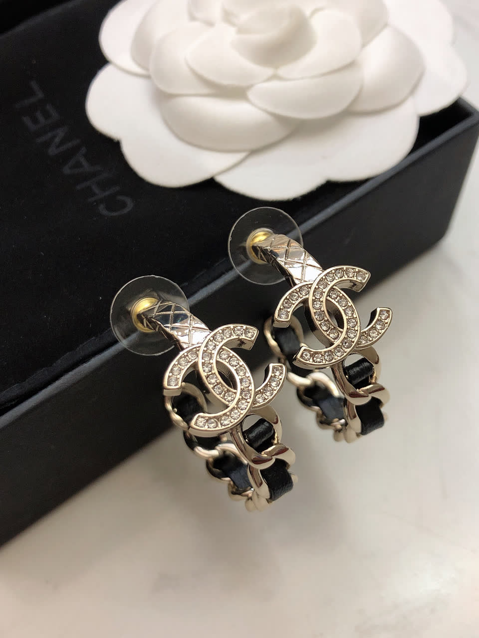 Chanel CC Logo Hoop Earrings