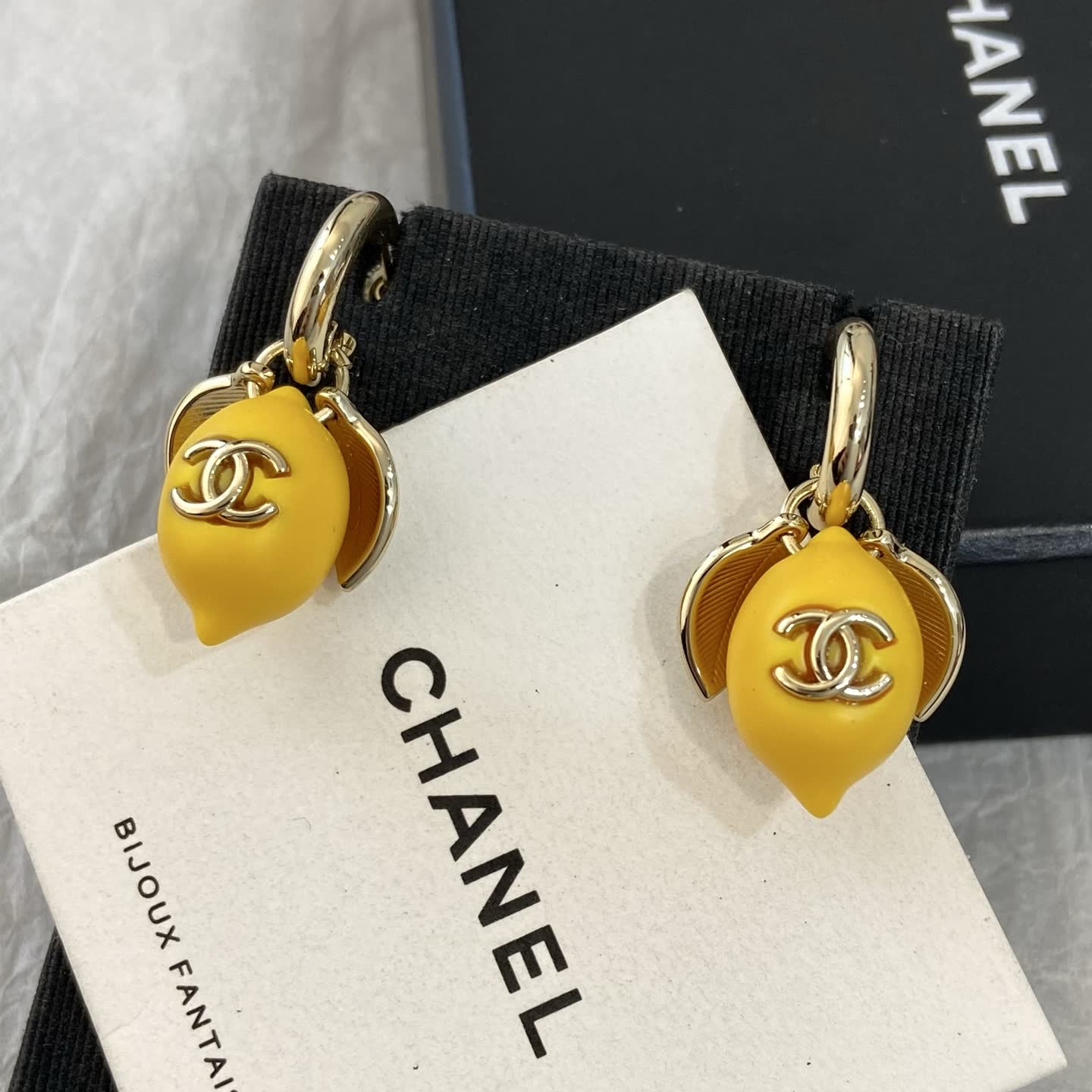 Chanel Yellow Lemon Earrings