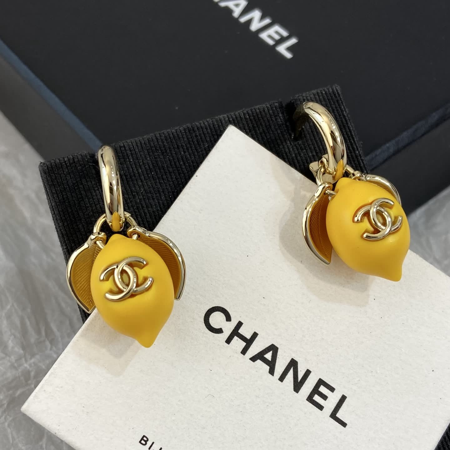 Chanel Yellow Lemon Earrings