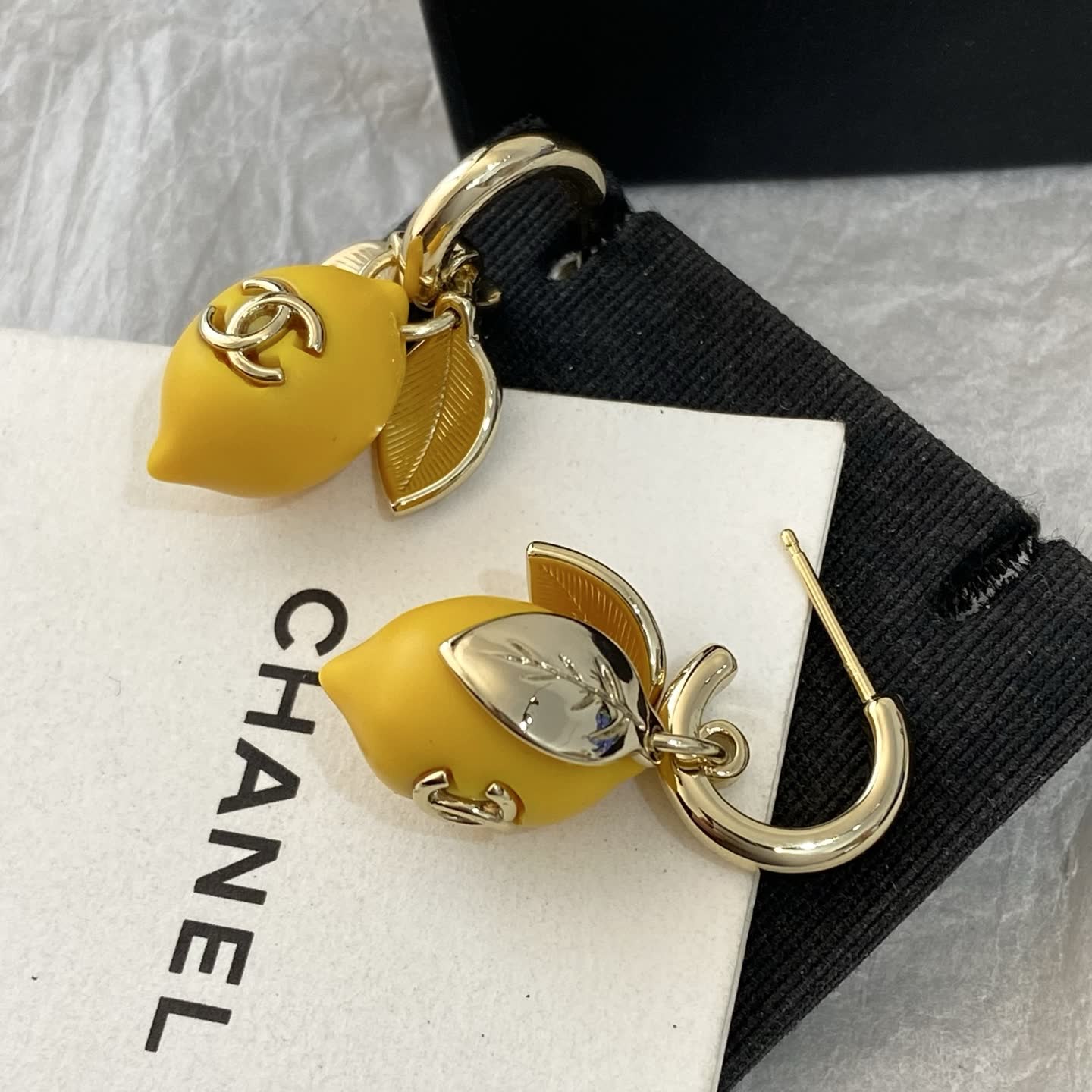 Chanel Yellow Lemon Earrings