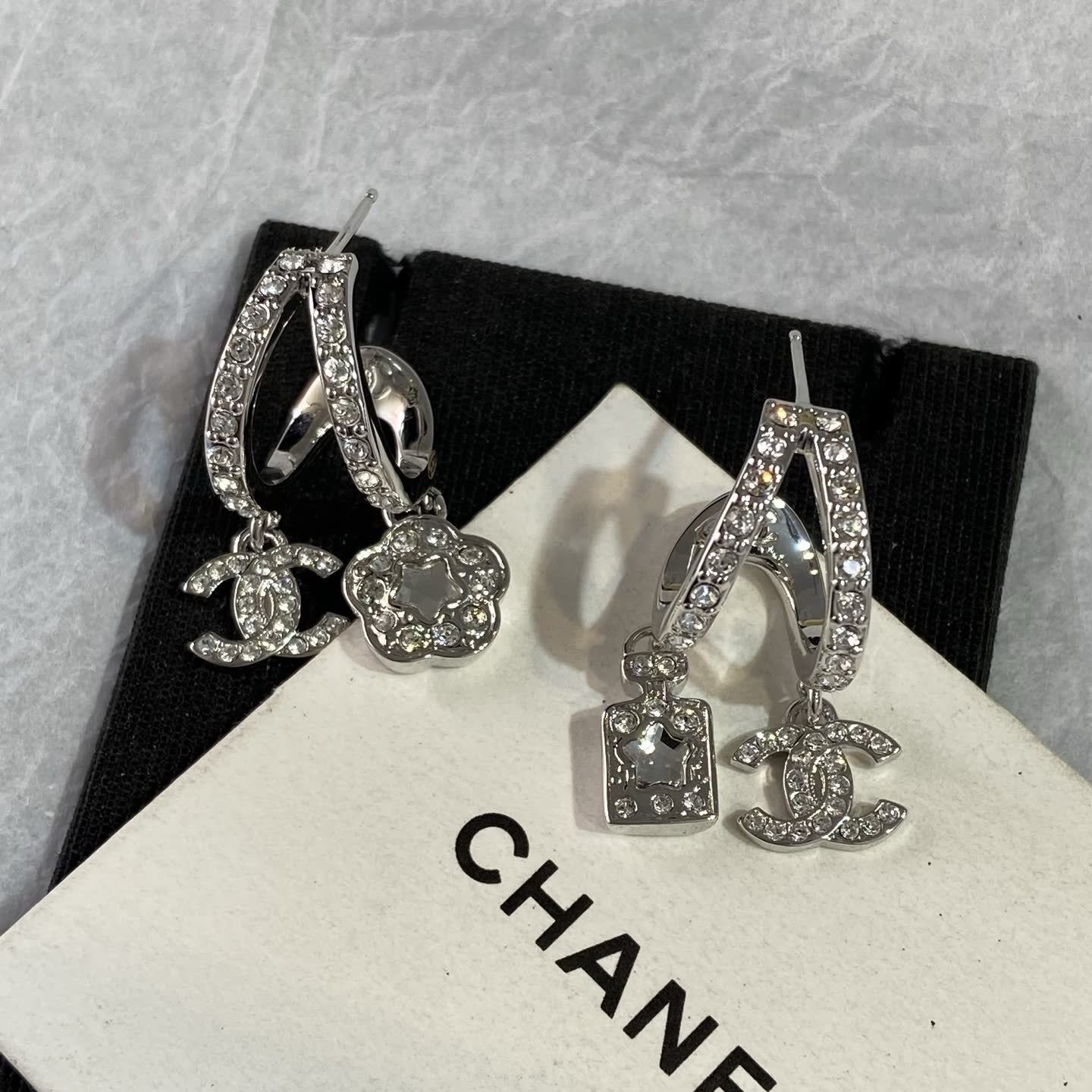Chanel CC Logo Crystal Earrings Chanel CC Logo Crystal Earrings