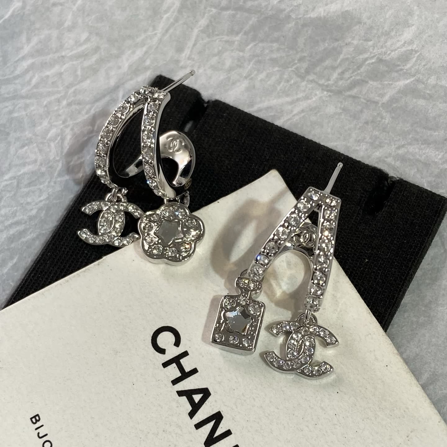 Chanel CC Logo Crystal Earrings