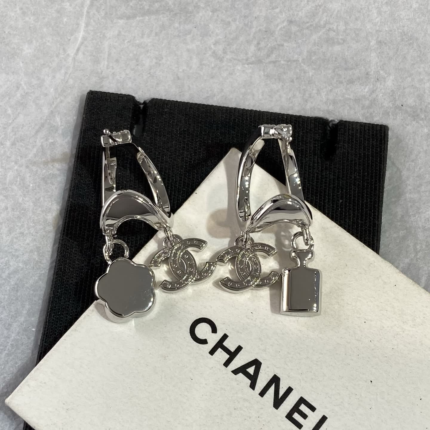 Chanel CC Logo Crystal Earrings