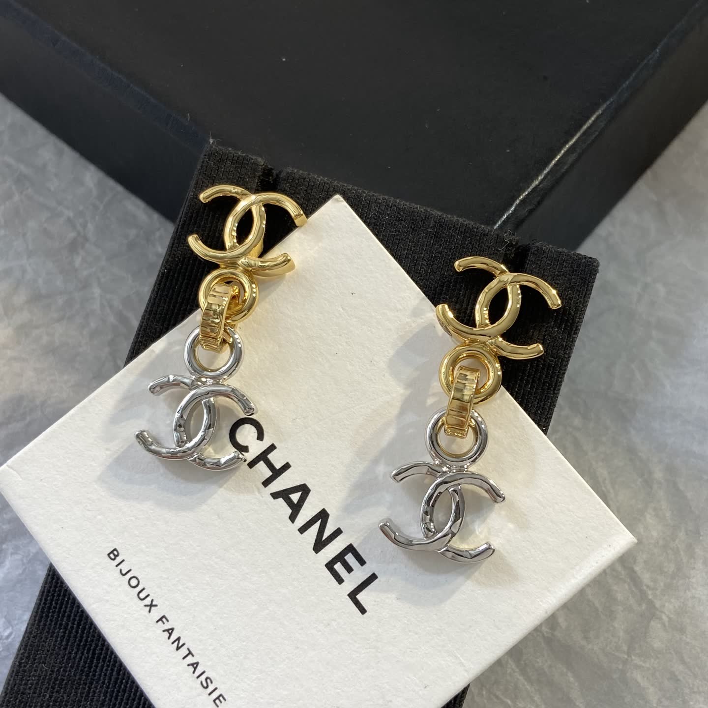 Chanel CC Logo Drop Earrings