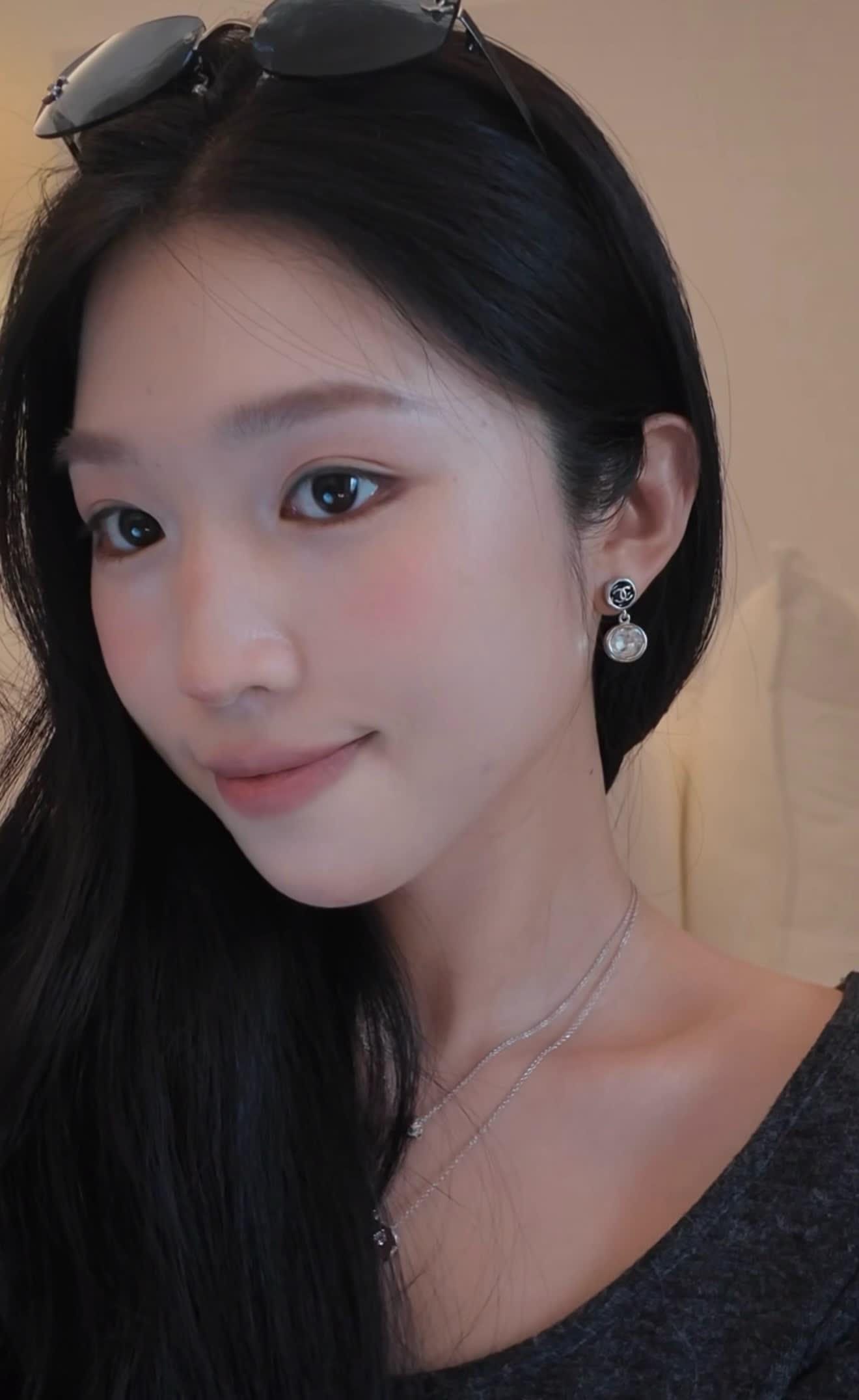 Chanel CC Logo Emerald Crystal Earrings