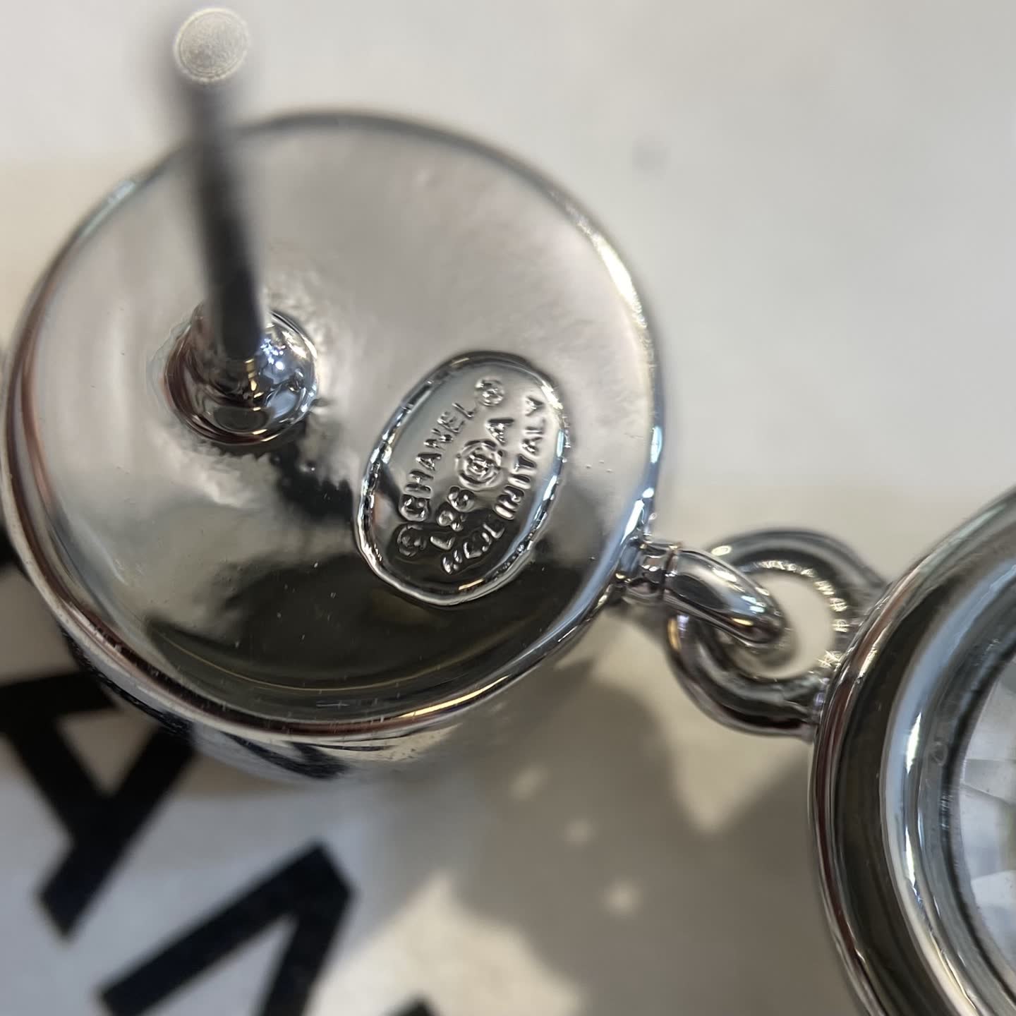 Chanel CC Logo Crystal Drop Earrings