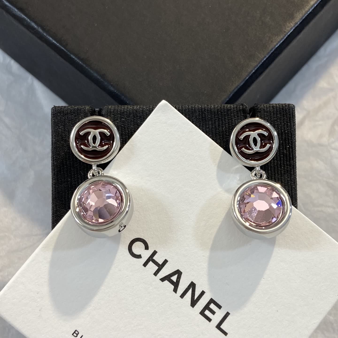 Chanel Pink Crystal Earrings Chanel Pink Crystal Earrings