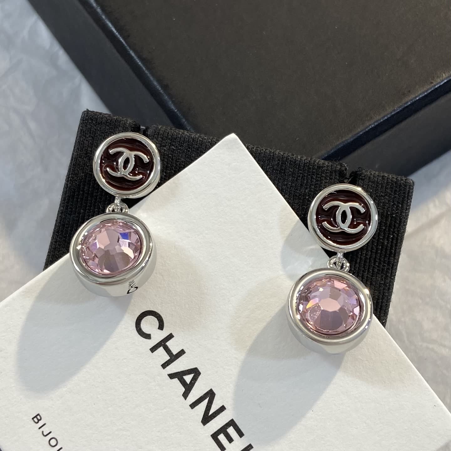 Chanel Pink Crystal Earrings