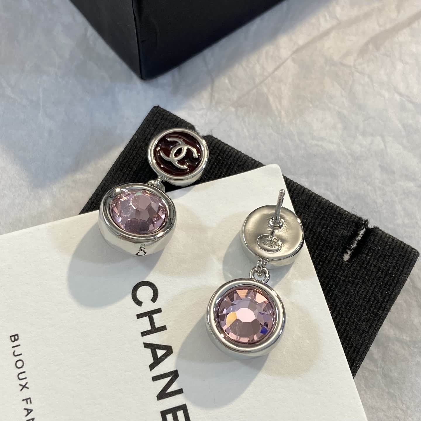 Chanel Pink Crystal Earrings
